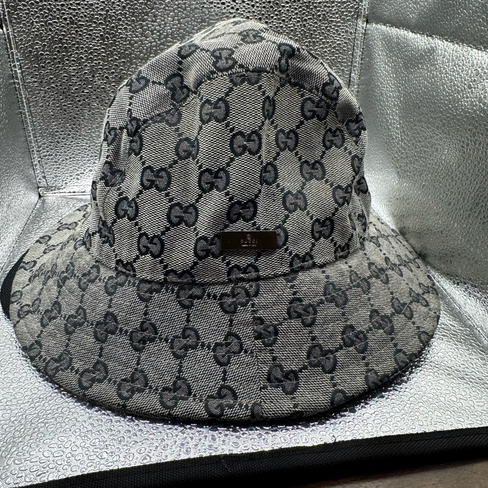 Gucci Black and Gray Monogram Hat
